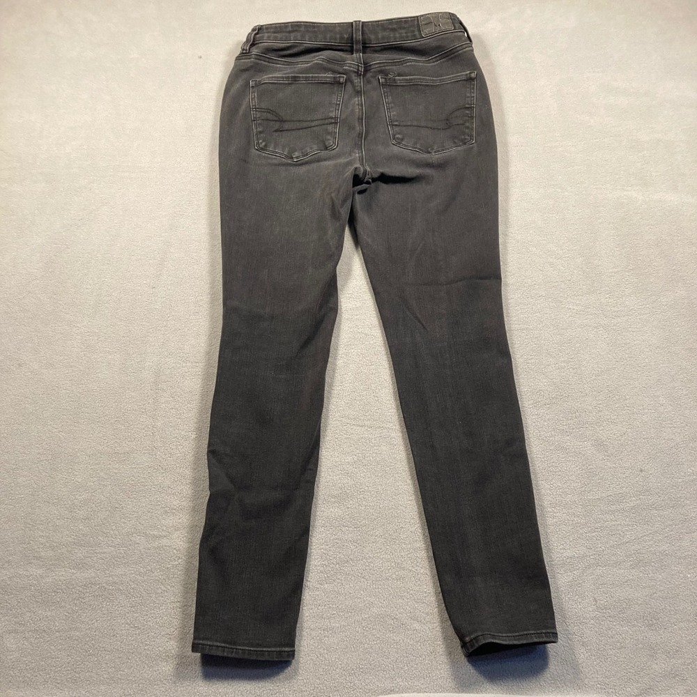 American Eagle Jeans Womens 8 Regular Black Skinny High Rise Dream Stretch Faded - Picture 7 of 8